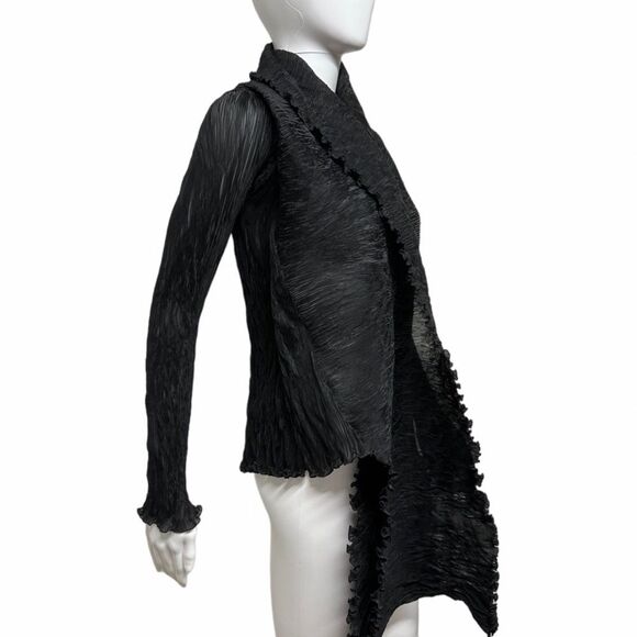 SUSANNE WIEBE Plisse Open Front Micro Pleated Cardigan Jacket S M L Fits Many - Picture 8 of 15